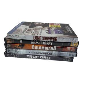 Lot Of 5 Action Drama DVD Movies: Lone Survivor Braveheart Colombiana True Grit